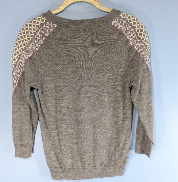 J. Crew Gray Embroidered Crew Neck Fine Merino Wool Sweater - Picture 2 of 4